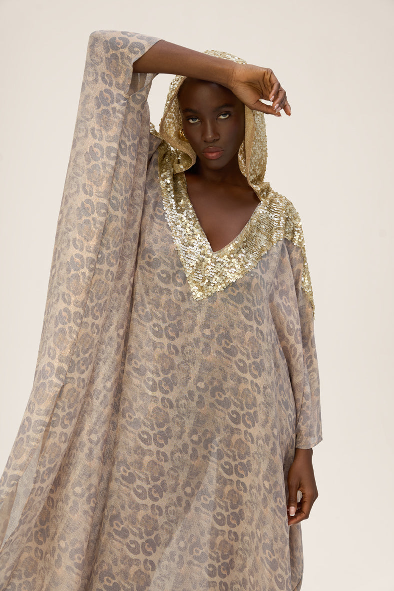 Woman ARTEMIS SILK KAFTAN DRESS OFF WHITE GOLD 2002145 | Sana Osmani