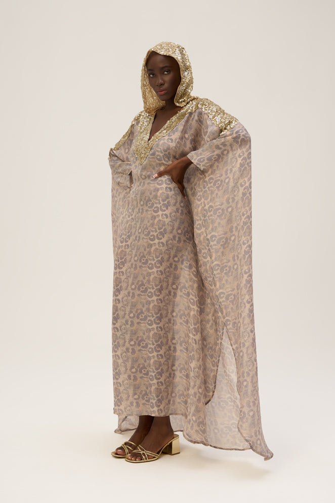Woman ARTEMIS SILK KAFTAN DRESS OFF WHITE GOLD 2002145 | Sana Osmani