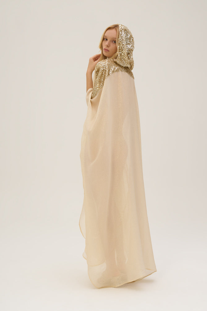 Woman ARTEMIS SILK KAFTAN DRESS OFF WHITE GOLD 2002145 | Sana Osmani