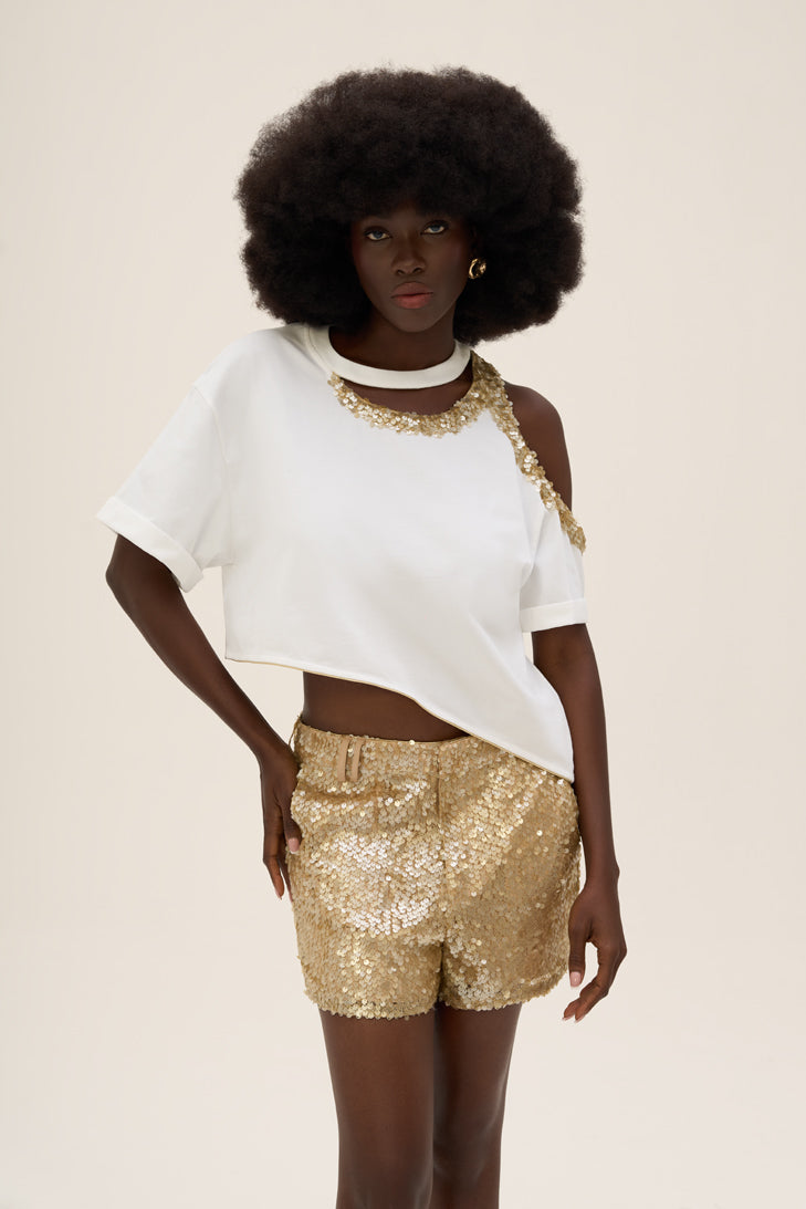 Woman LUMI SEQUINS SHORTS Rich Gold 2002314 | Sana Osmani