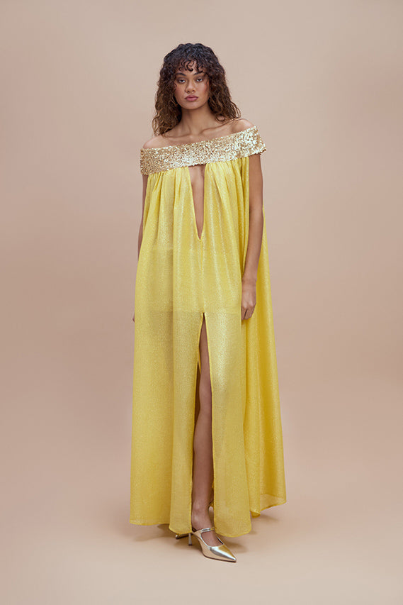 Woman HERA Silk Dress Light olive gold 2000453 | Sana Osmani