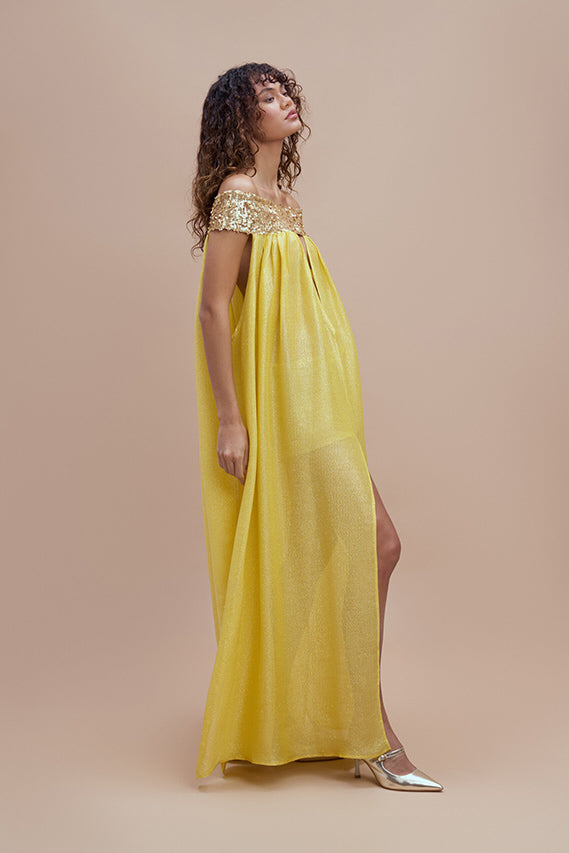 Woman HERA Silk Dress Light olive gold 2000453 | Sana Osmani
