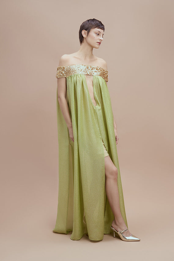 Woman HERA Silk Dress Light olive gold 2000453 | Sana Osmani