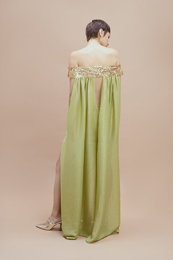 Woman HERA Silk Dress Light olive gold 2000453 | Sana Osmani