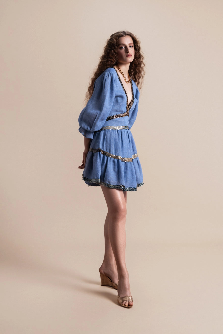 Woman Miriam Backless Mini Dress Black Rich Gold 2001546 | Sana Osmani