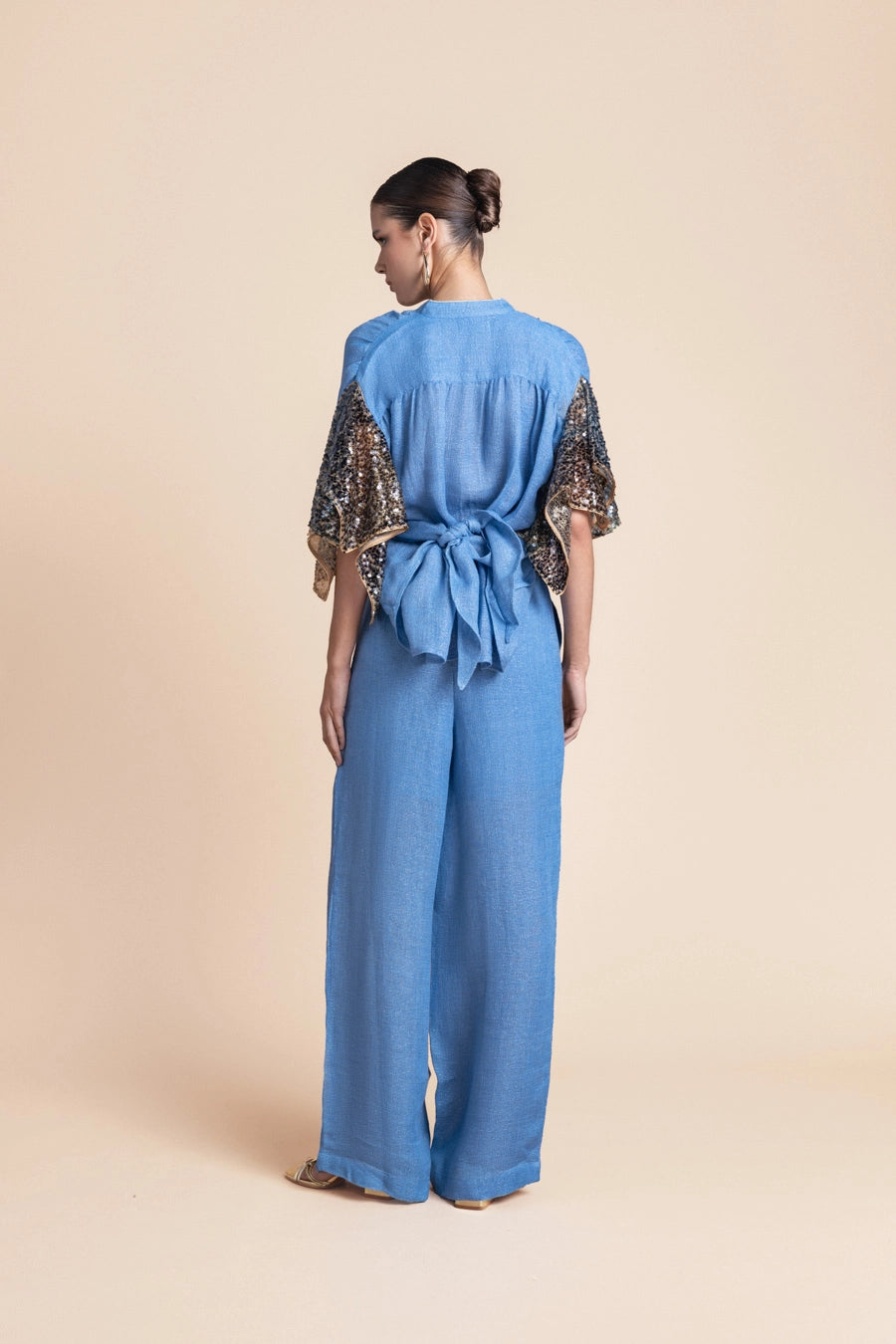 Woman Ozei Wide Leg Pants Black Rich Gold 2001473 | Sana Osmani