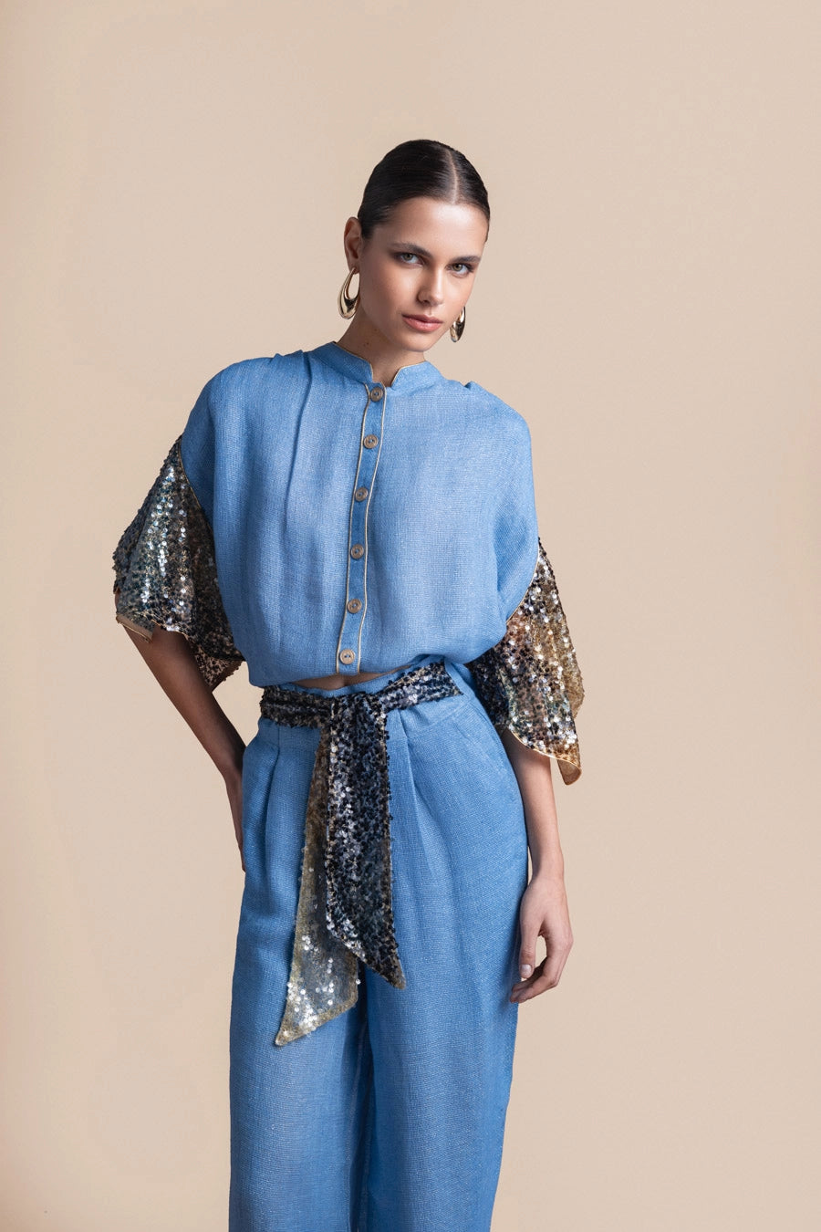 Woman Ozei Wide Leg Pants Black Rich Gold 2001473 | Sana Osmani