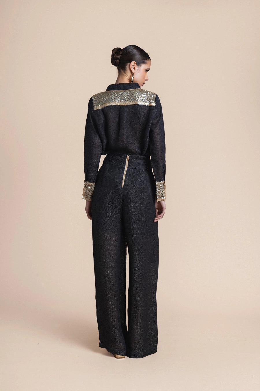 Woman Ozei Wide Leg Pants Black Rich Gold 2001473 | Sana Osmani