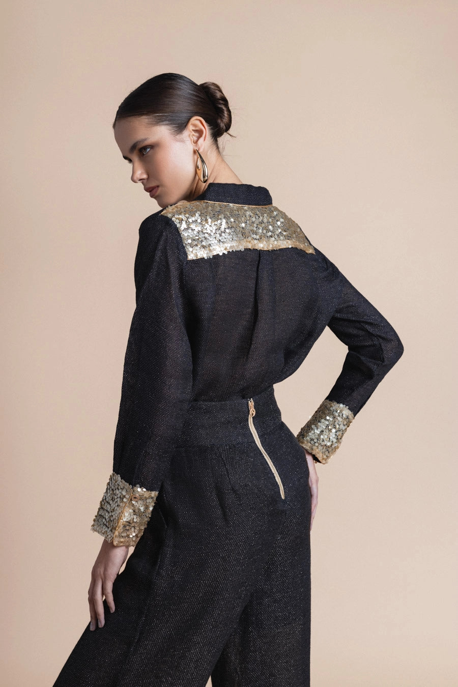 Woman Ozei Wide Leg Pants Black Rich Gold 2001473 | Sana Osmani
