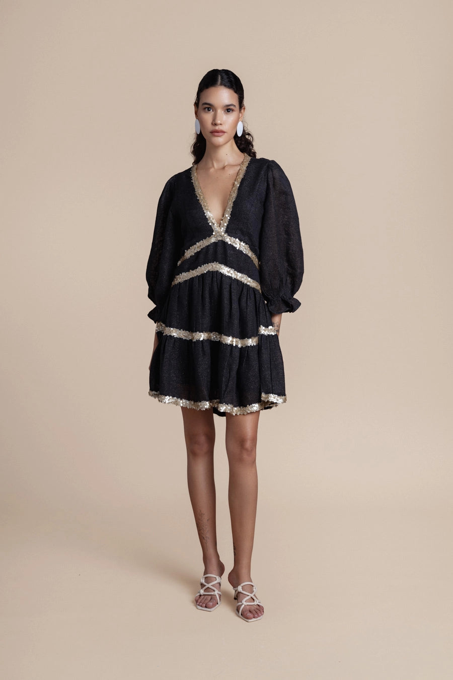 Woman Miriam Backless Mini Dress Black Rich Gold 2001546 | Sana Osmani
