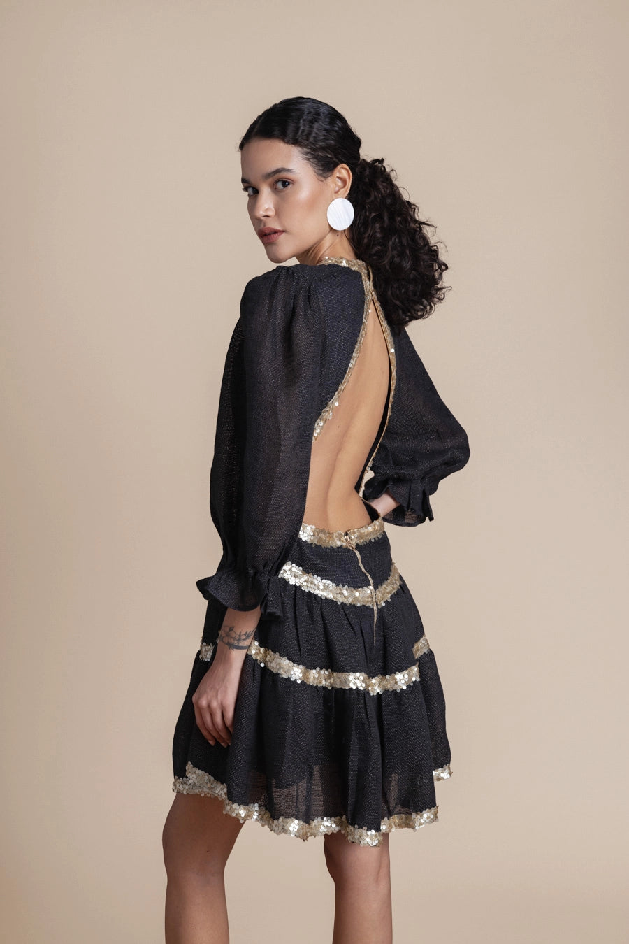 Woman Miriam Backless Mini Dress Black Rich Gold 2001546 | Sana Osmani