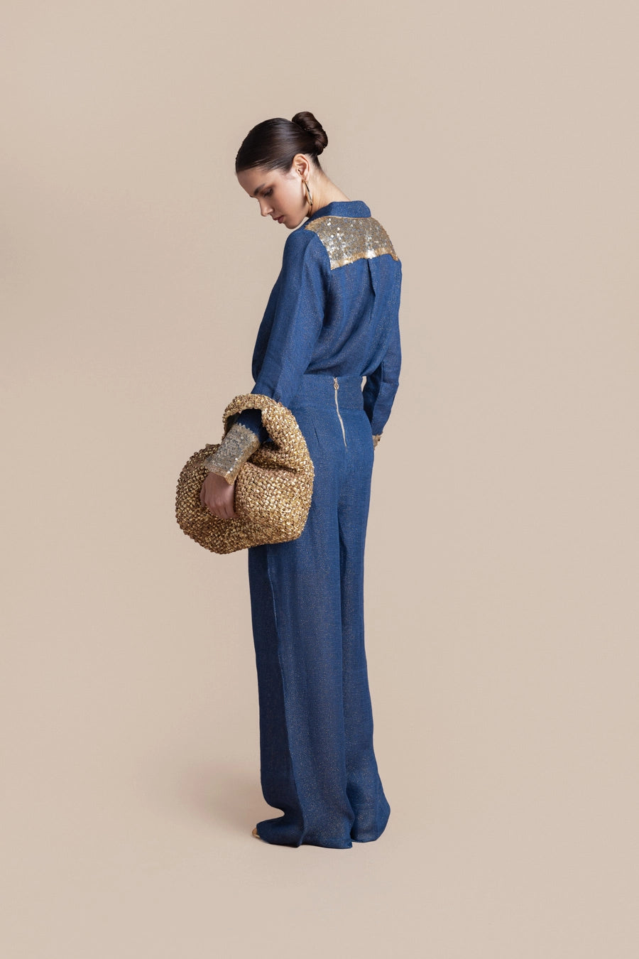 Woman Ozei Wide Leg Pants Black Rich Gold 2001473 | Sana Osmani