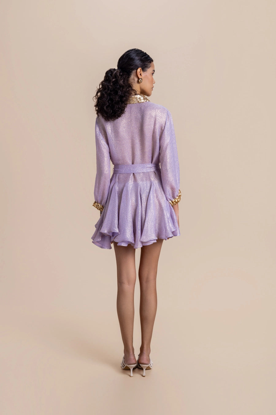 Woman Dive Silk Mini Dress Aqua Gold 2001080 | Sana Osmani