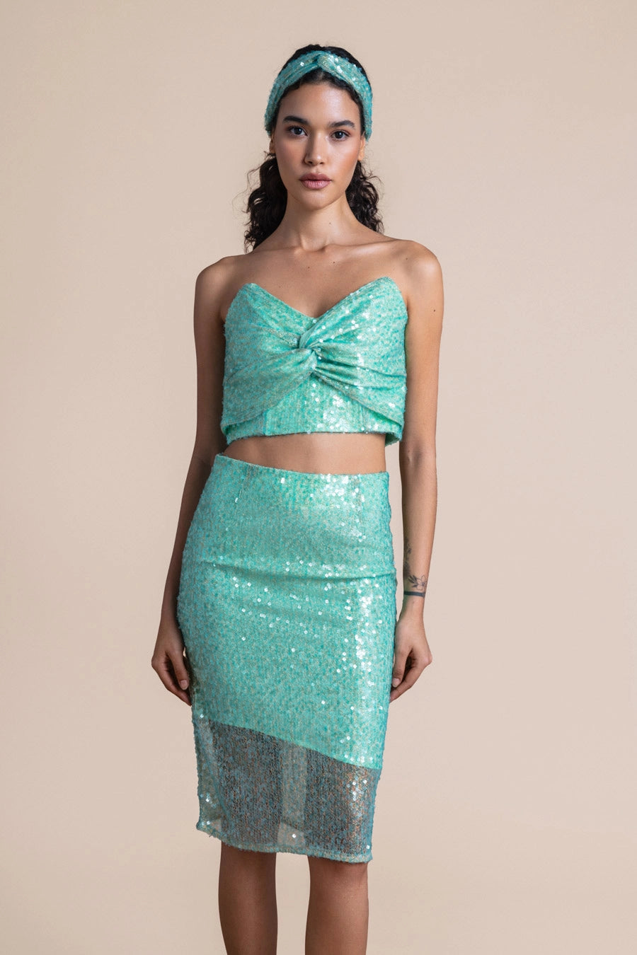 Woman Magenta Pencil Skirt Aqua 2001213 | Sana Osmani