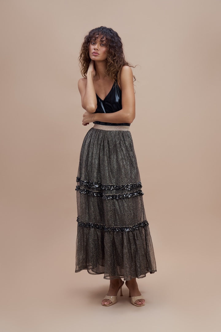 Woman Milka Long Sequin Skirt Black 2000668 | Sana Osmani