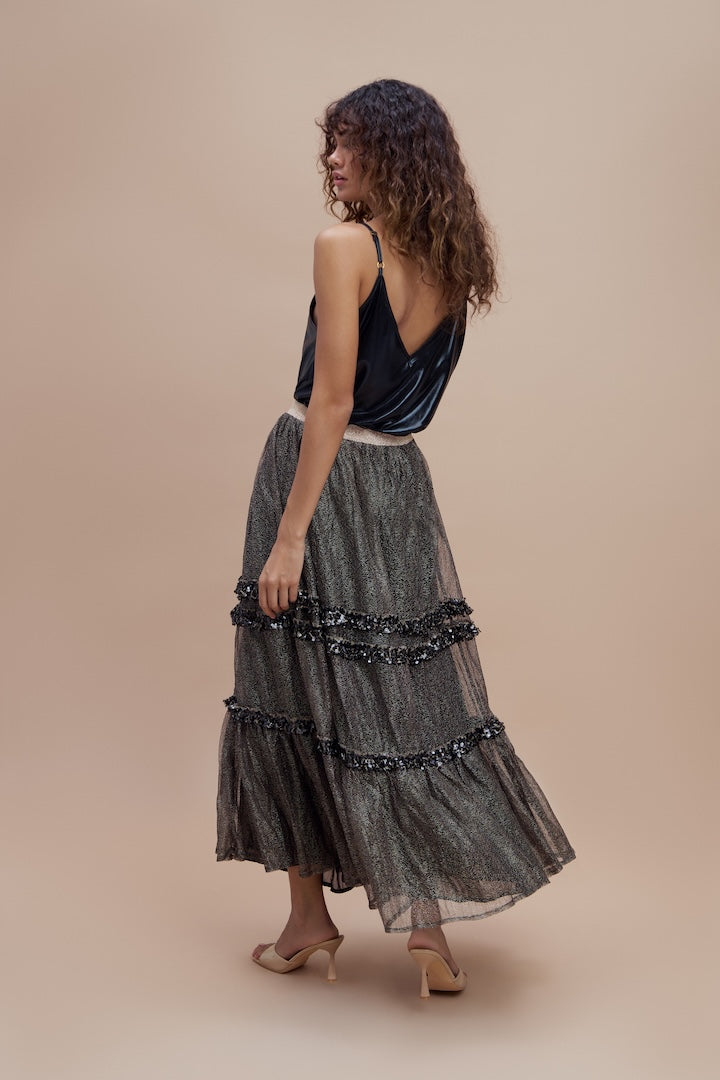 Woman Milka Long Sequin Skirt Black 2000669 | Sana Osmani
