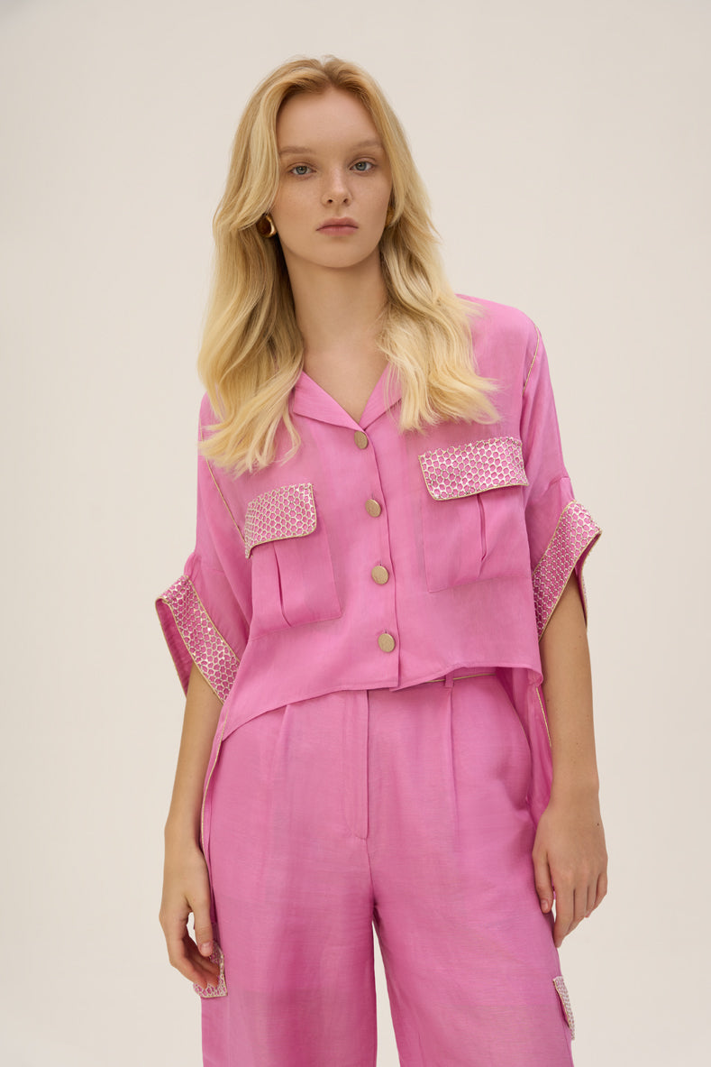 Woman SAGE TOP AND PANTS SET Fuchsia 2002361 | Sana Osmani