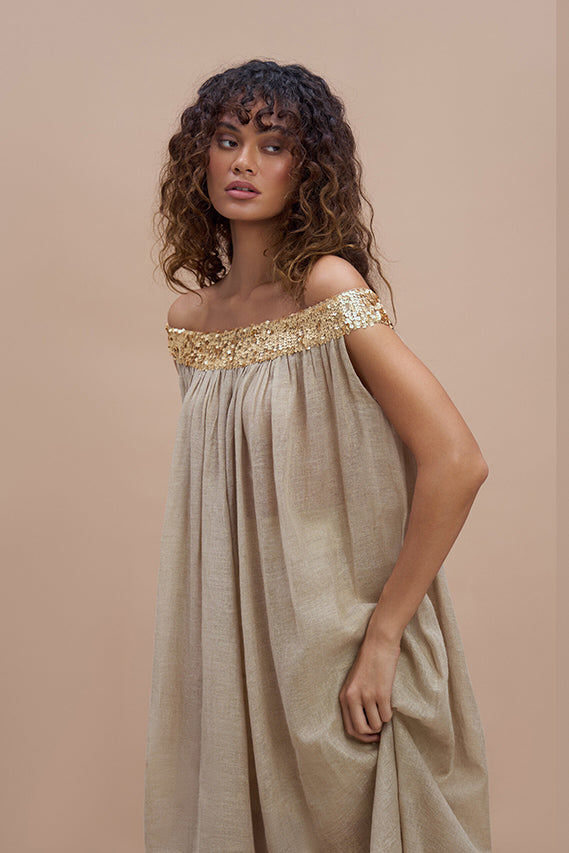 Woman TYCHE Dress NATURAL GOLD 2000345 | Sana Osmani