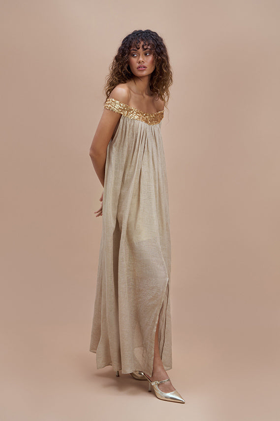 Woman TYCHE Dress NATURAL GOLD 2000345 | Sana Osmani