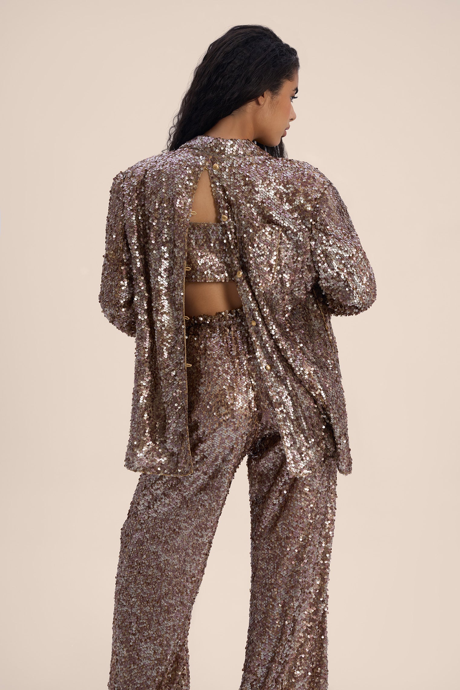 Woman ADELINE SEQUIN BLAZER AND PANTS SET Gold 2002499 | Sana Osmani