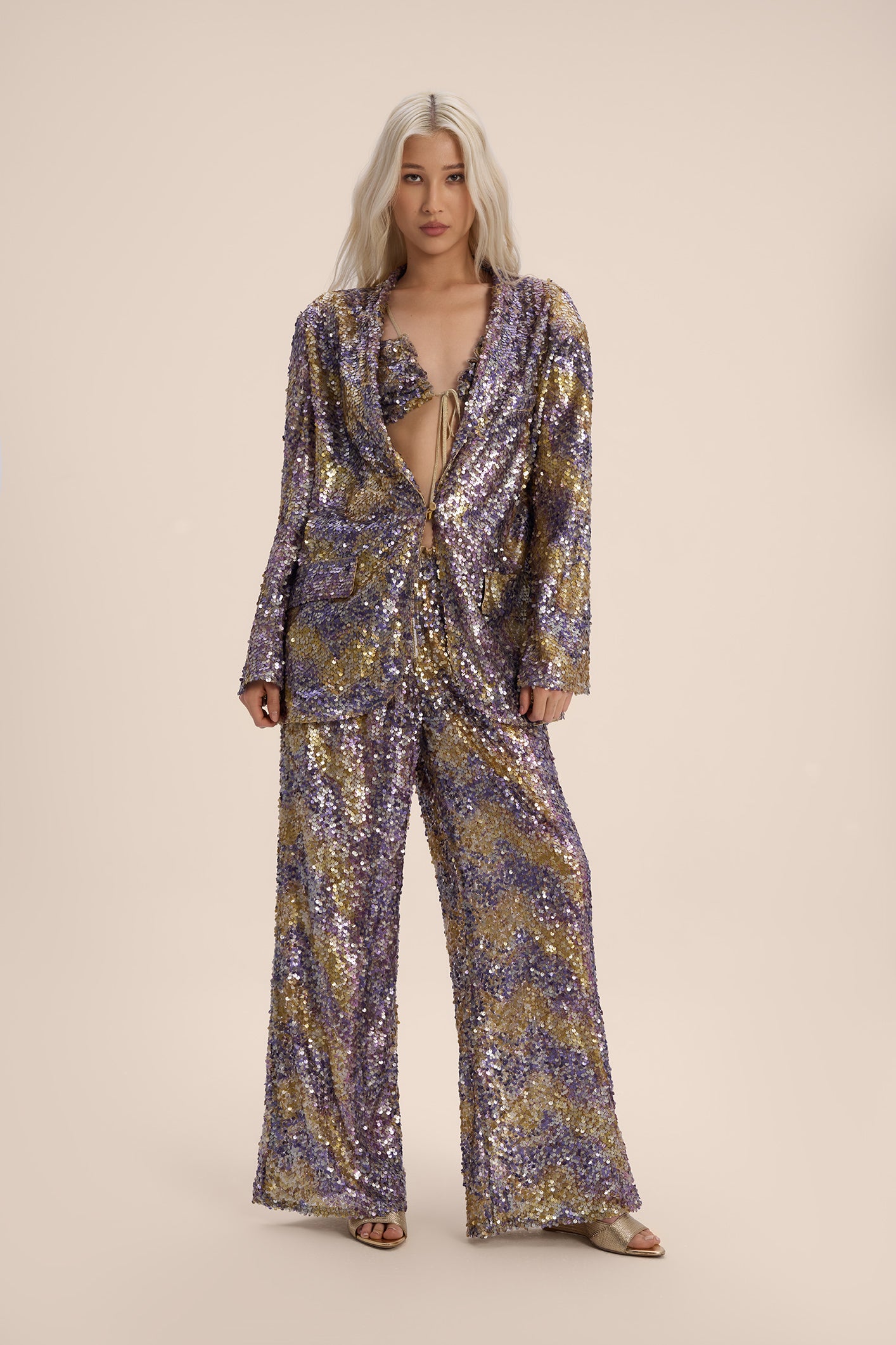 Woman ADELINE SEQUIN BLAZER AND PANTS SET Gold 2002499 | Sana Osmani