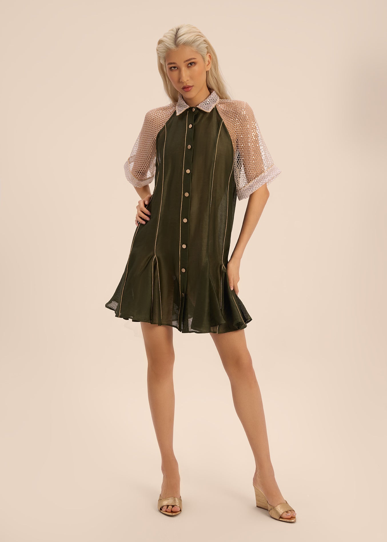 Woman ALIZA SHORT LINSILK DRESS Vanilla 2003163 | Sana Osmani