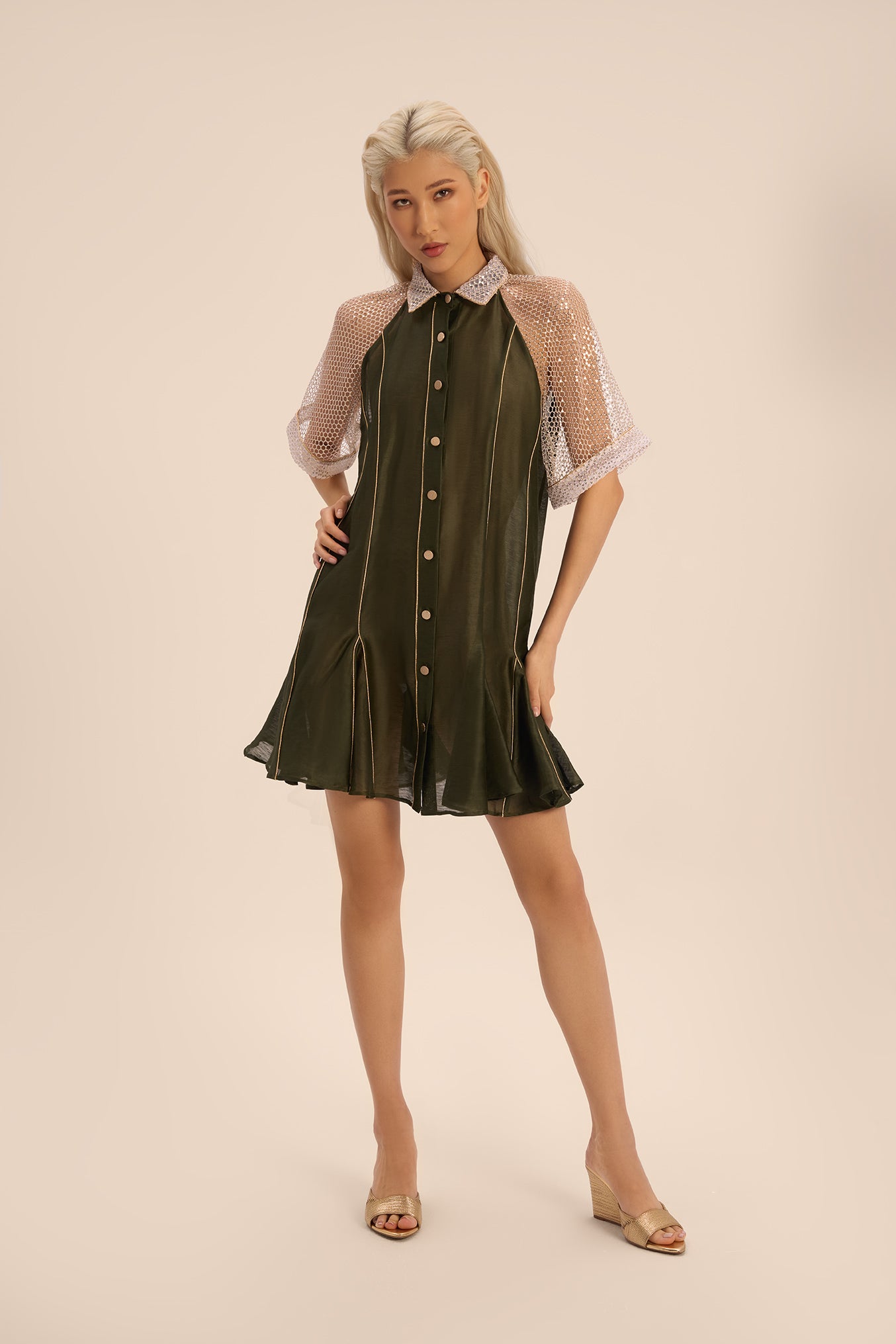 Woman ALIZA SHORT LINSILK DRESS Vanilla 2003163 | Sana Osmani