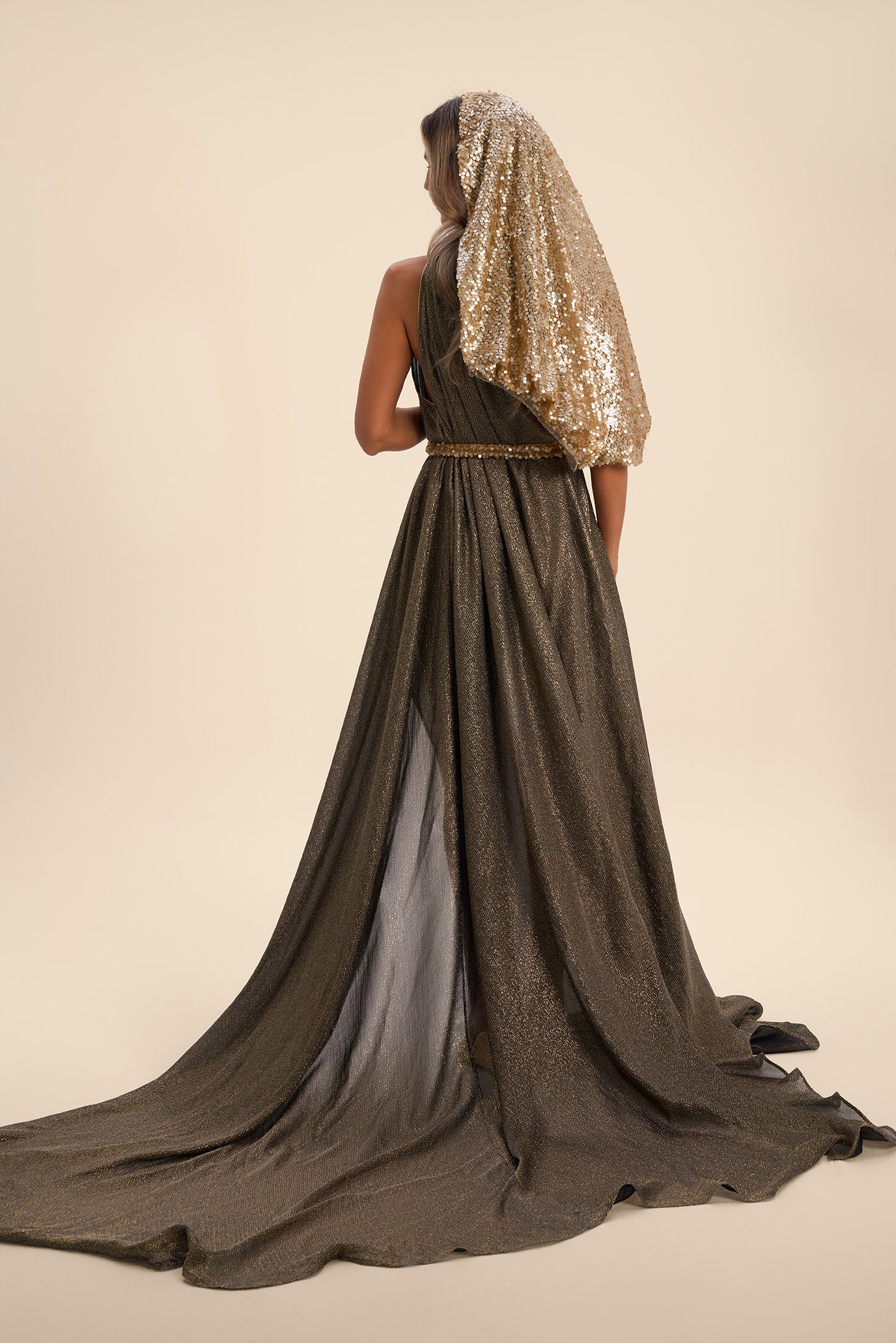 Woman APHRODITE MAXI SILK DRESS Golden Black 2003060 | Sana Osmani