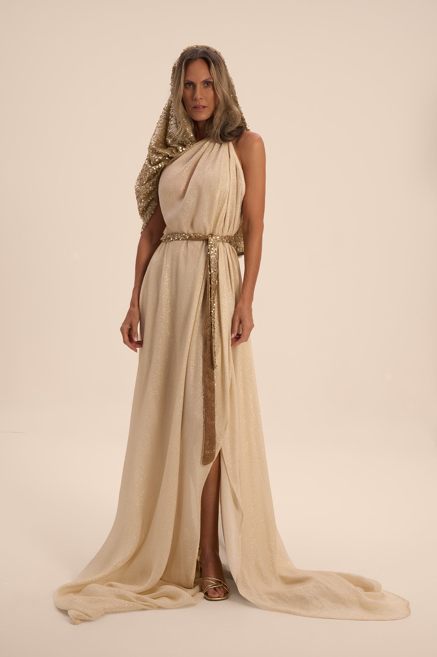 Woman APHRODITE MAXI SILK DRESS Golden Black 2003060 | Sana Osmani