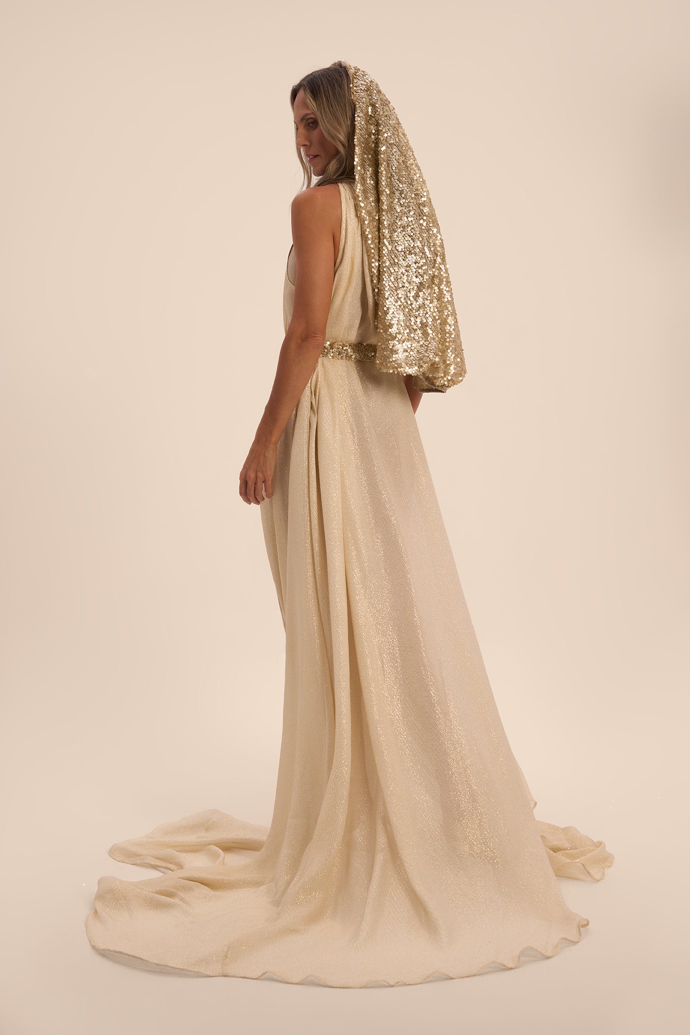 Woman APHRODITE MAXI SILK DRESS Golden Black 2003060 | Sana Osmani