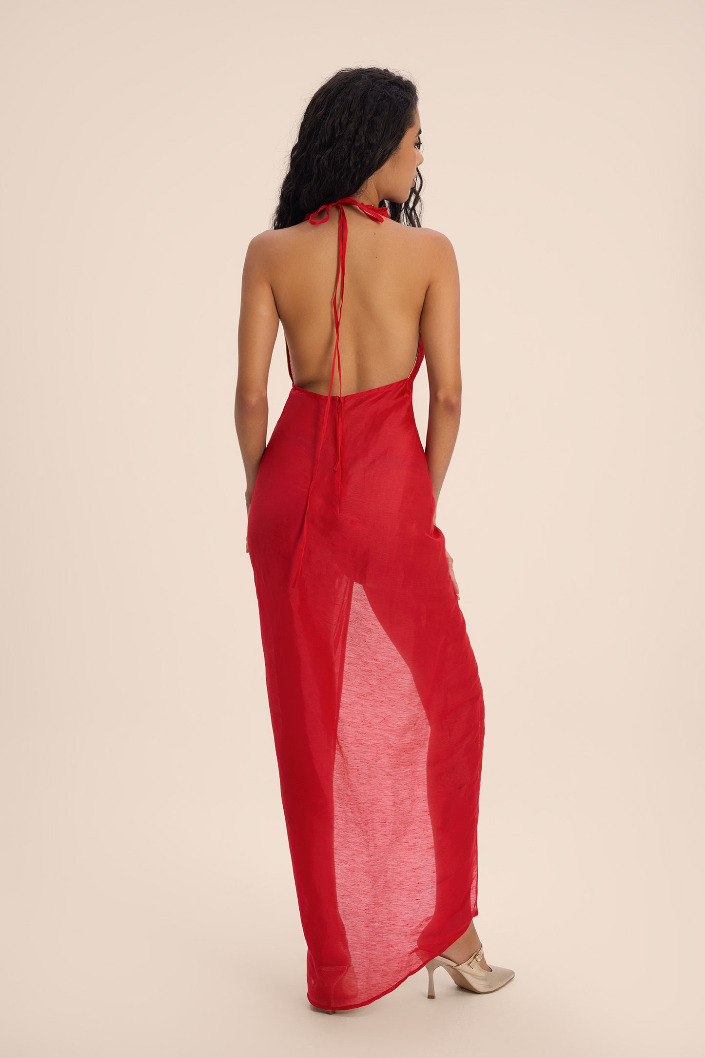 Woman ATHENA LINSILK DRES Khaki Gold 2003190 | Sana Osmani