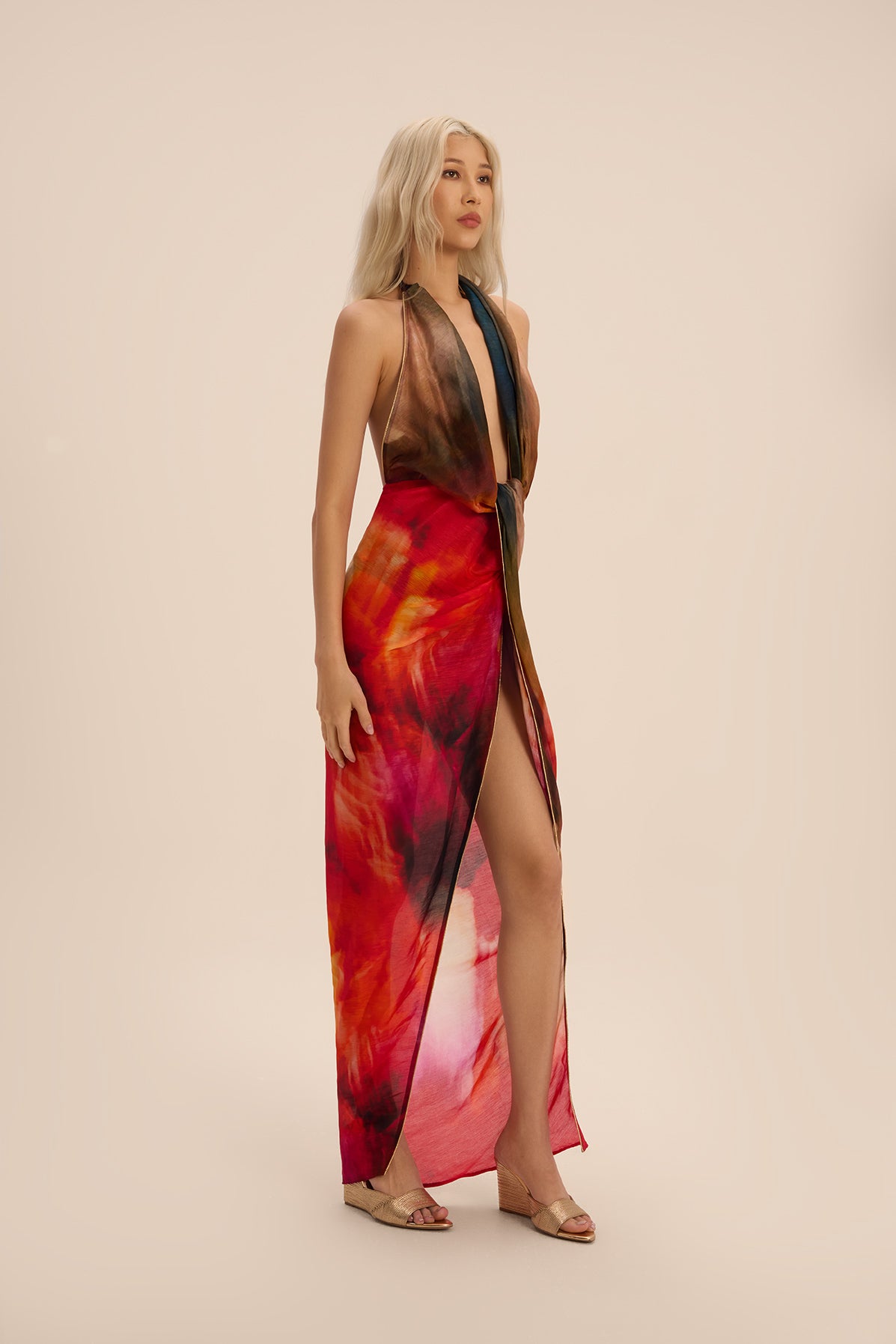 Woman ATHENA LINSILK DRES Khaki Gold 2003190 | Sana Osmani