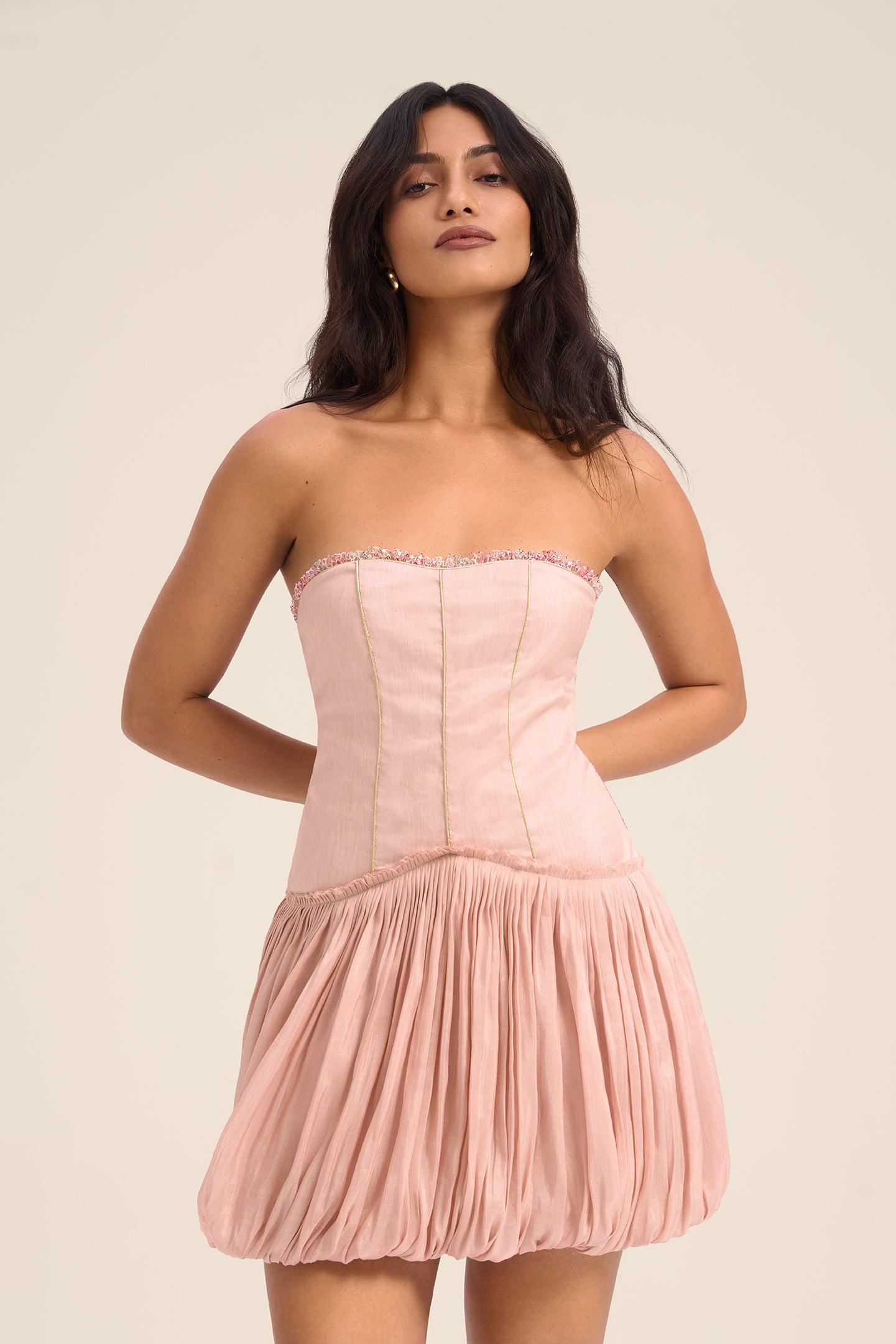 Woman Blush ARABELLA LINEN SILK MINI DRESS 2002812