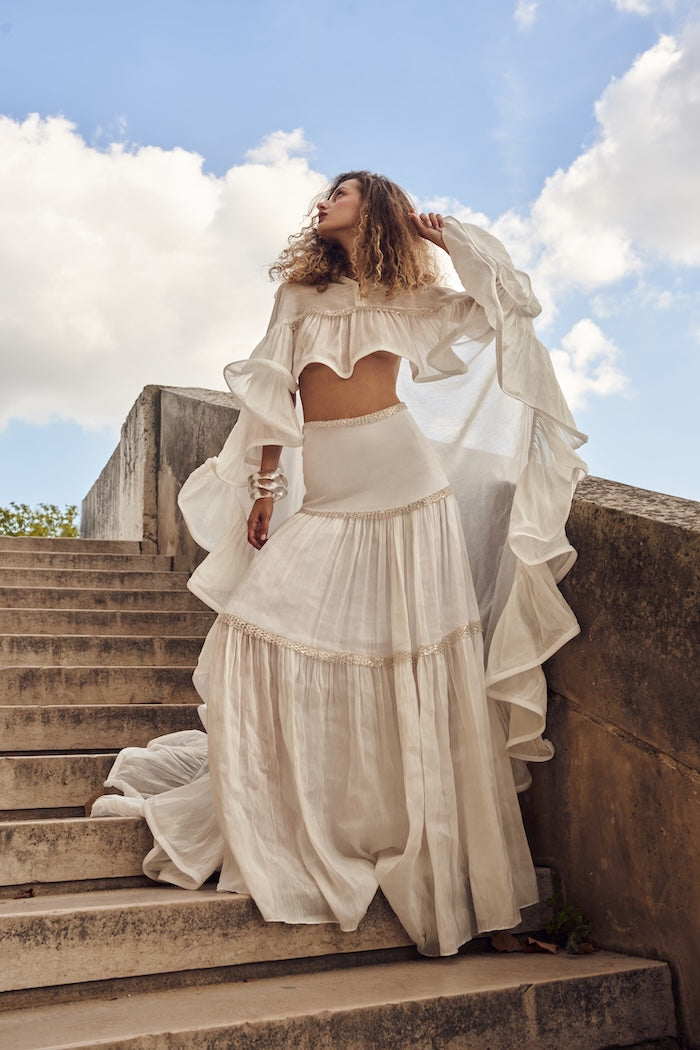 Woman BIJOU LINSILK CAPE Black 2003023 | Sana Osmani