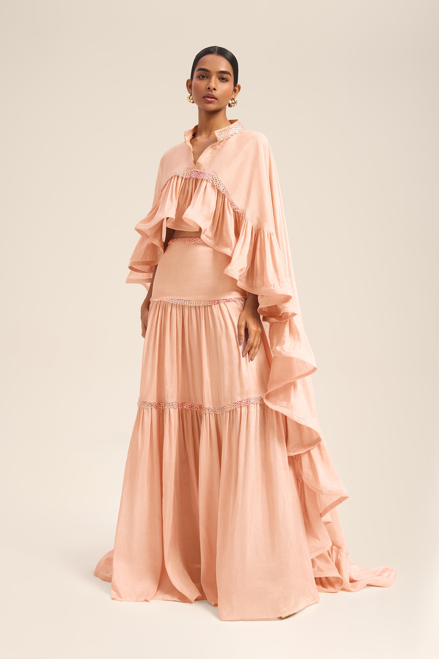 Woman BIJOU LINSILK CAPE Black 2003023 | Sana Osmani