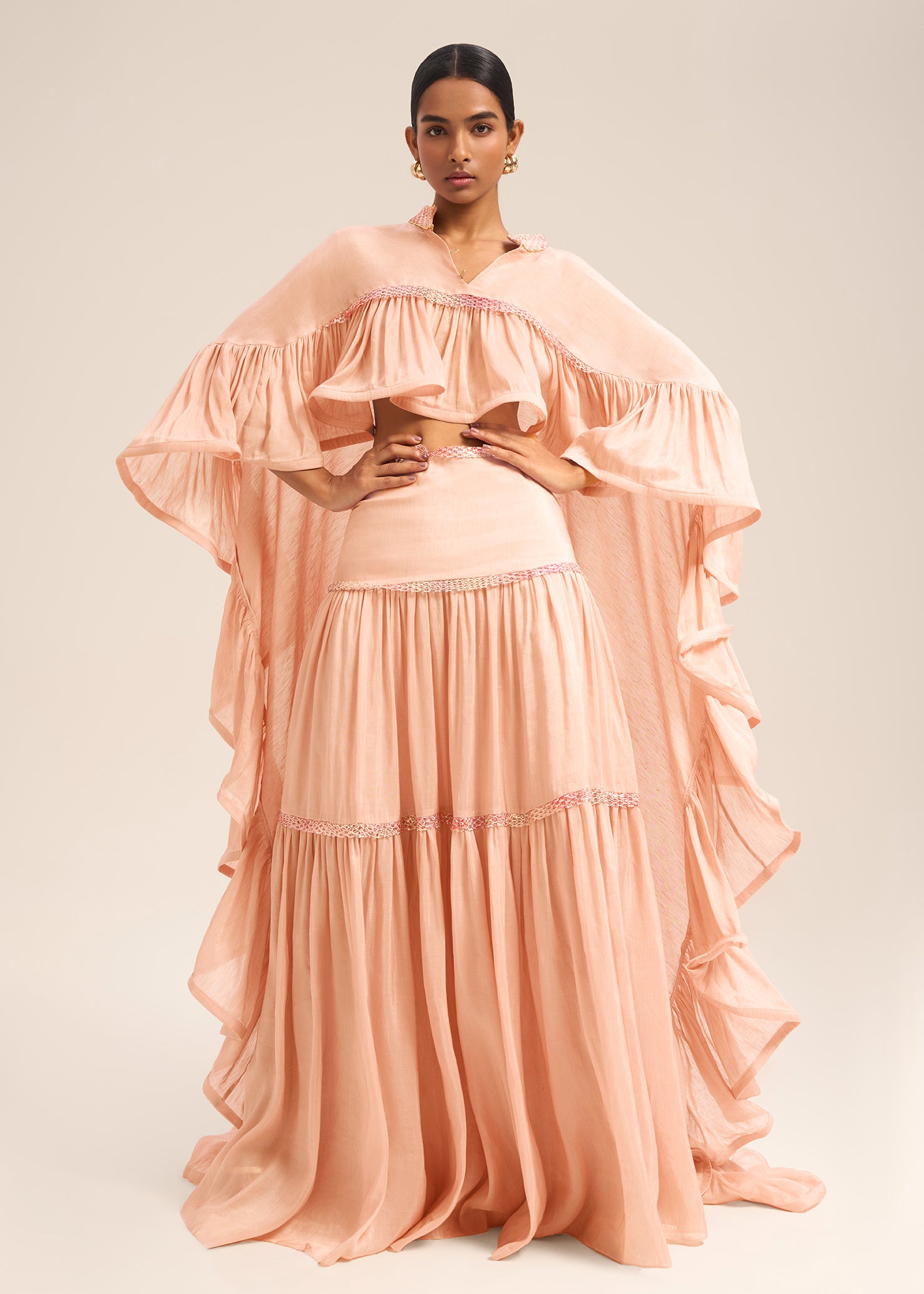 Woman BIJOU LINSILK CAPE Black 2003023 | Sana Osmani