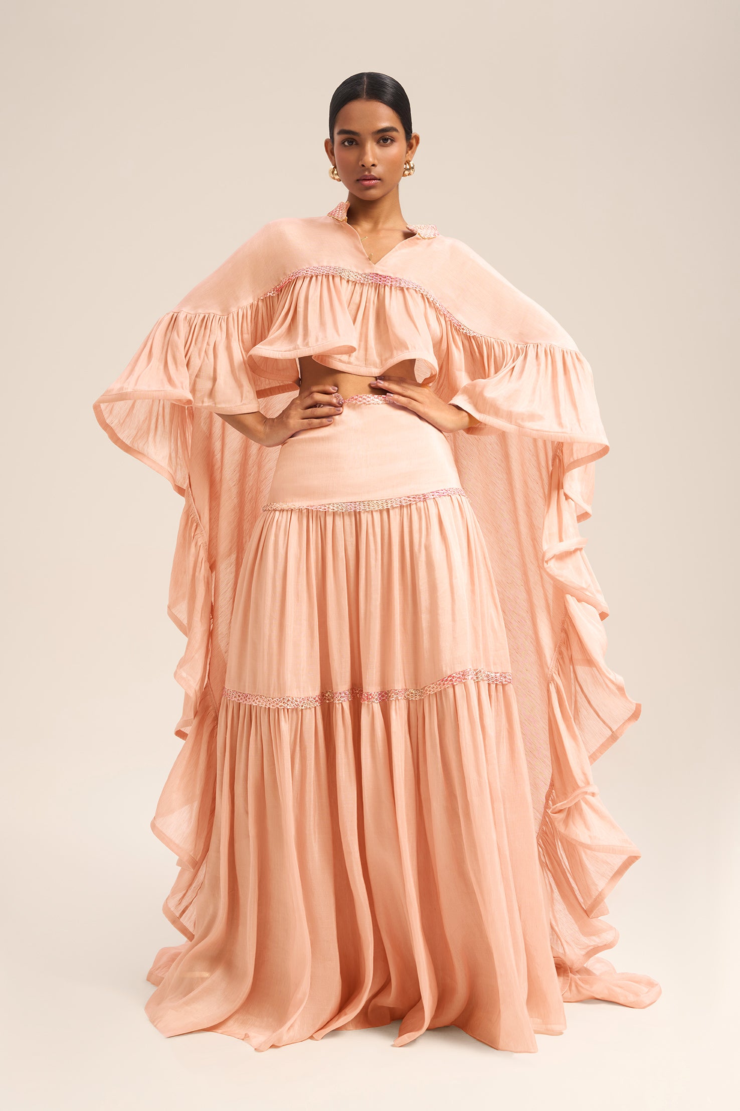 Woman BIJOU LINSILK CAPE Black 2003023 | Sana Osmani