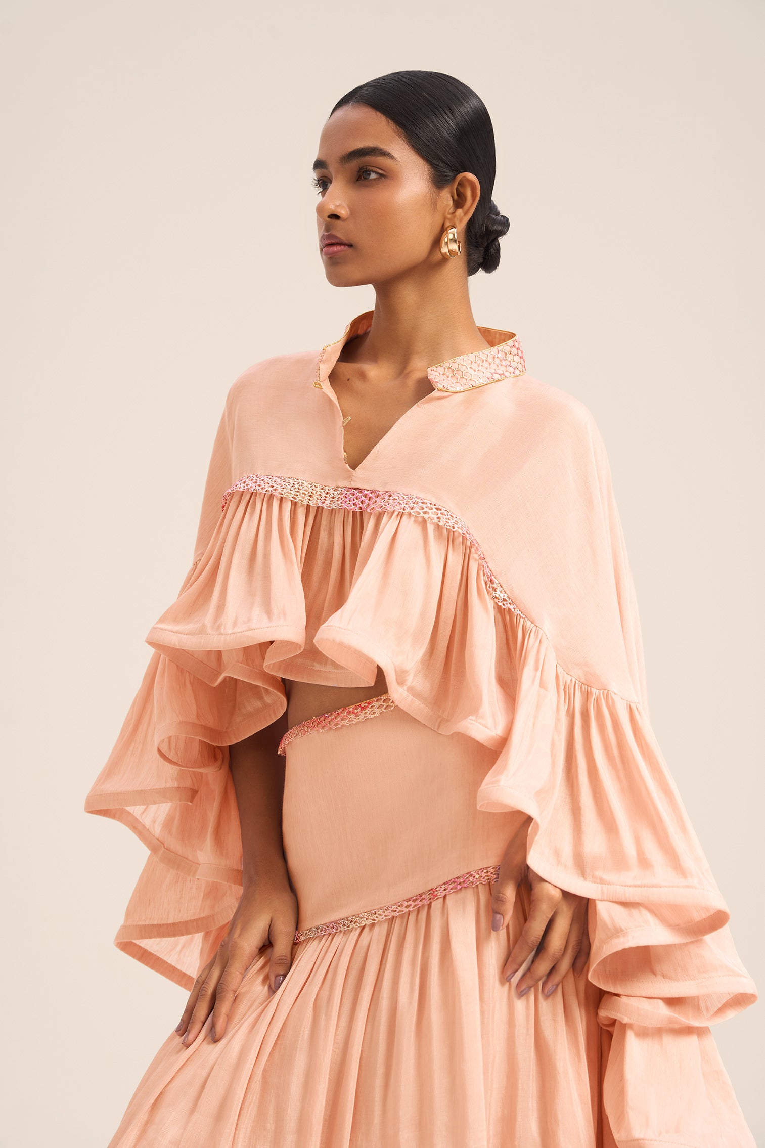 Woman BIJOU LINSILK CAPE Black 2003023 | Sana Osmani