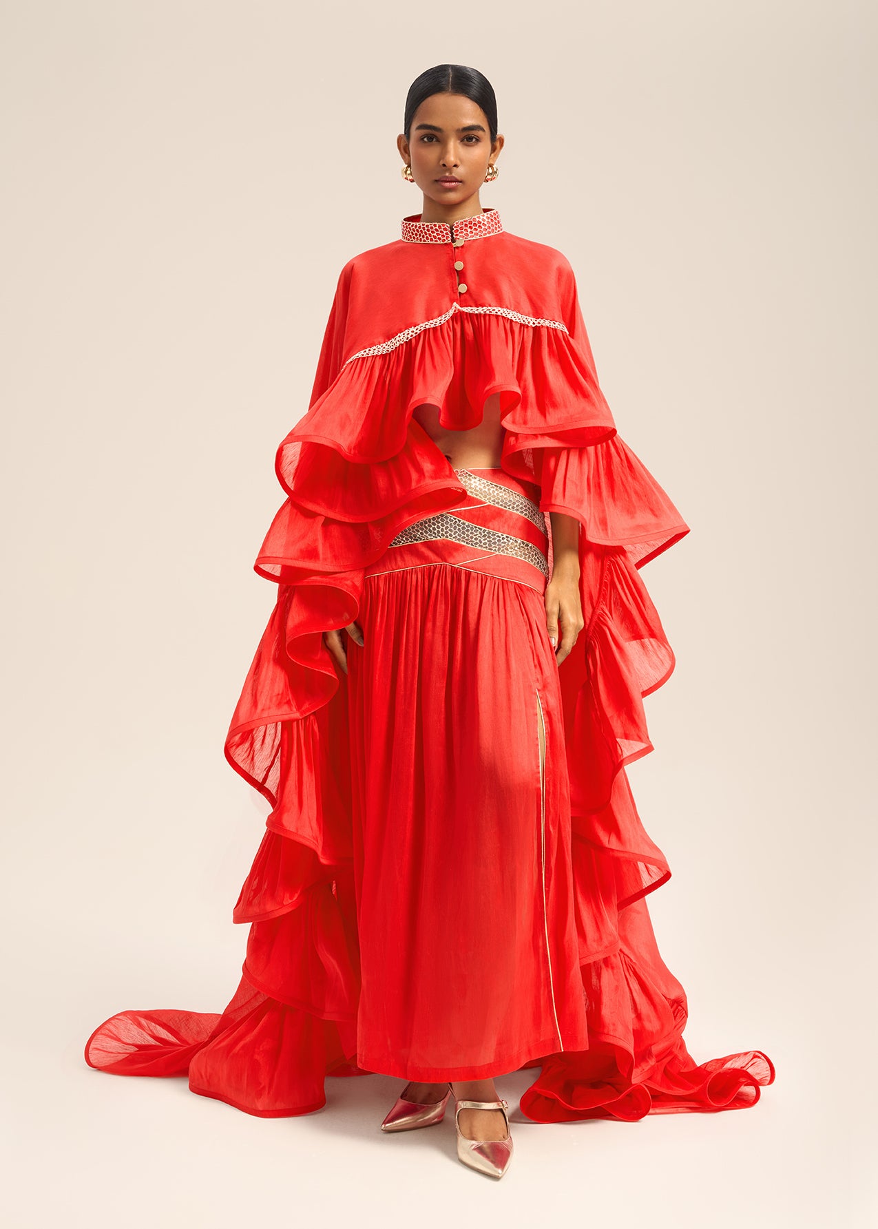 Woman BIJOU LINSILK CAPE Black 2003023 | Sana Osmani