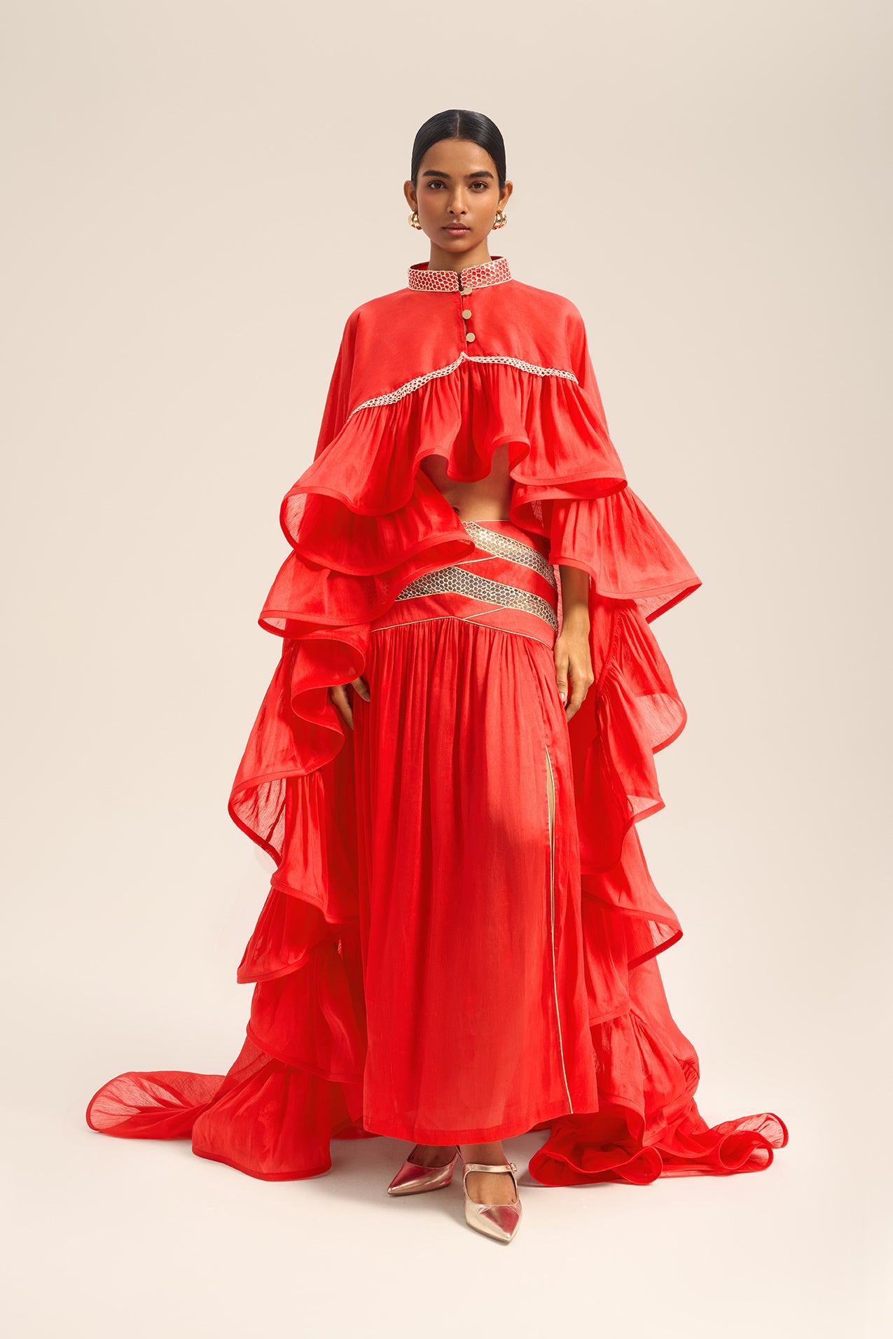 Woman BIJOU LINSILK CAPE Black 2003023 | Sana Osmani