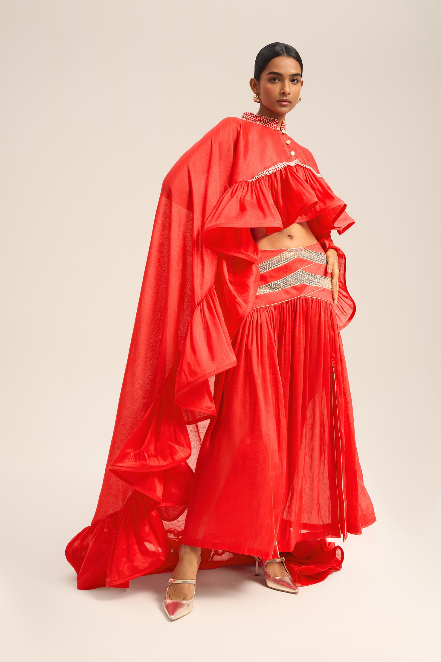 Woman BIJOU LINSILK CAPE Black 2003023 | Sana Osmani