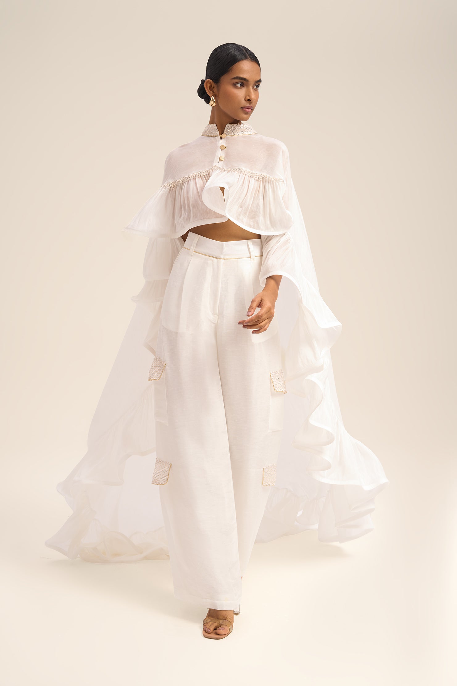 Woman BIJOU LINSILK CAPE Black 2003023 | Sana Osmani