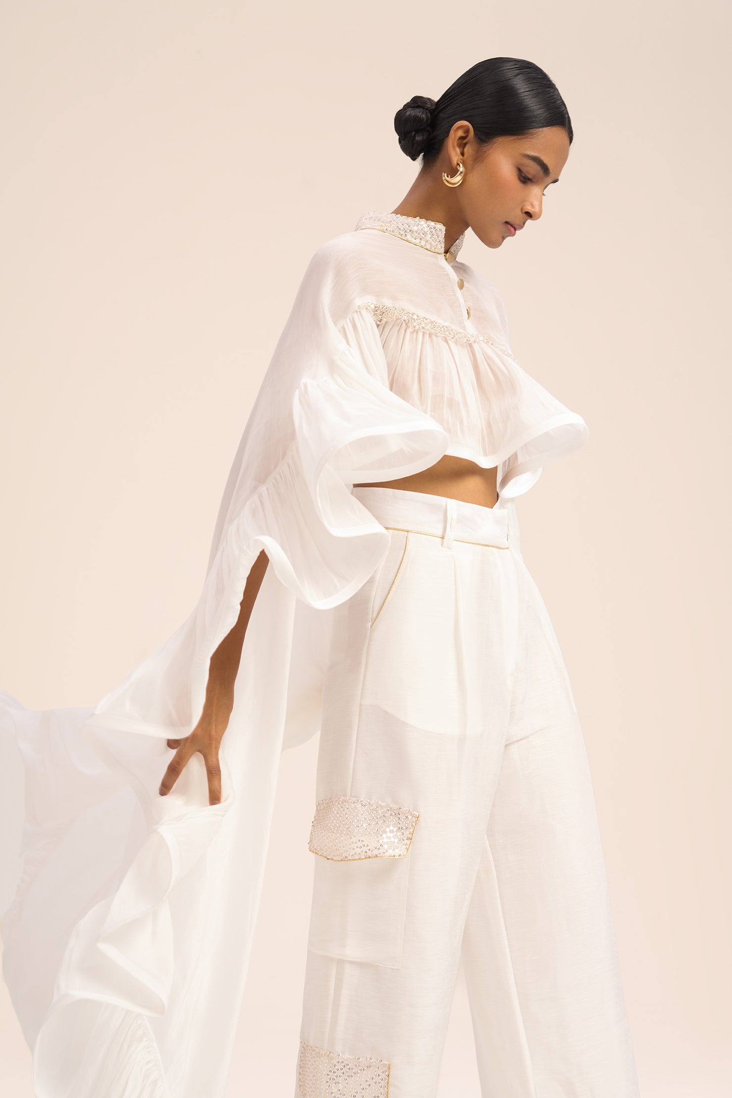 Woman BIJOU LINSILK CAPE Black 2003023 | Sana Osmani