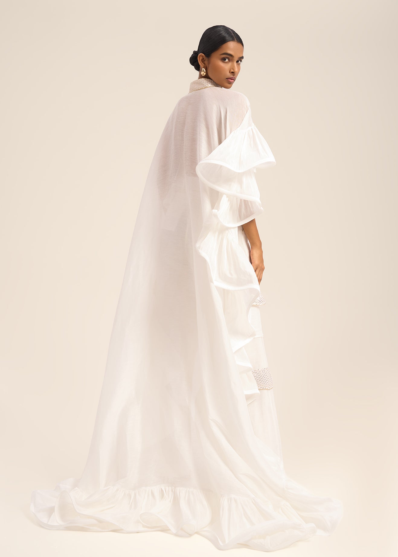 Woman BIJOU LINSILK CAPE Vanilla 2003022 | Sana Osmani