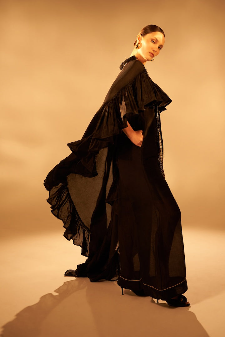 Woman BIJOU LINSILK CAPE Black 2003023 | Sana Osmani