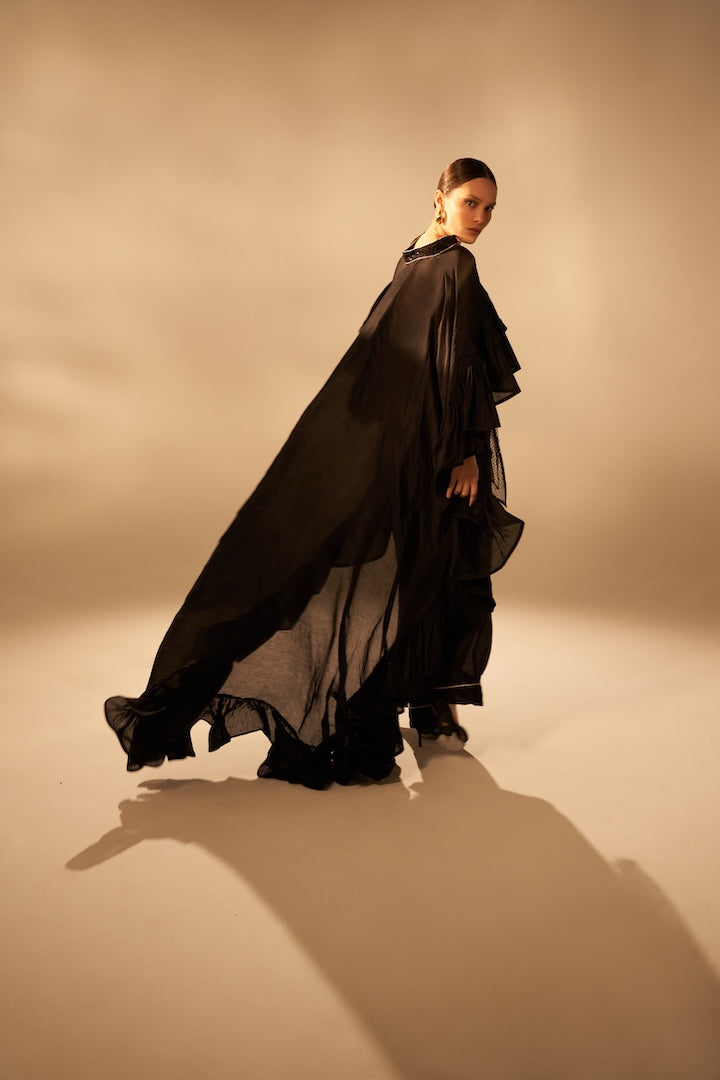 Woman BIJOU LINSILK CAPE Black 2003023 | Sana Osmani
