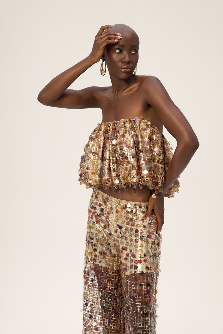 Woman BLISS TOP AND PANTS SET Gold 2002190 | Sana Osmani