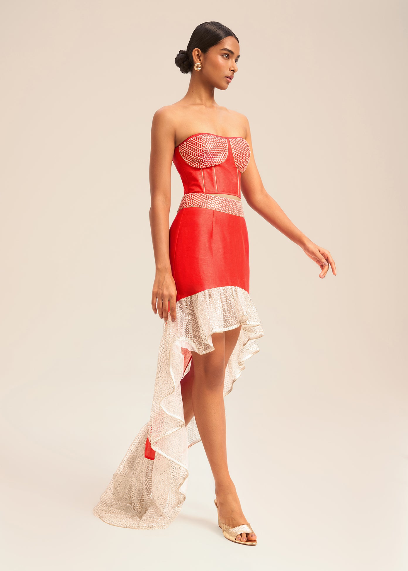 Woman BRIDGET ASYMMETRIC LINSILK SKIRT Fiery Red 2002949 | Sana Osmani