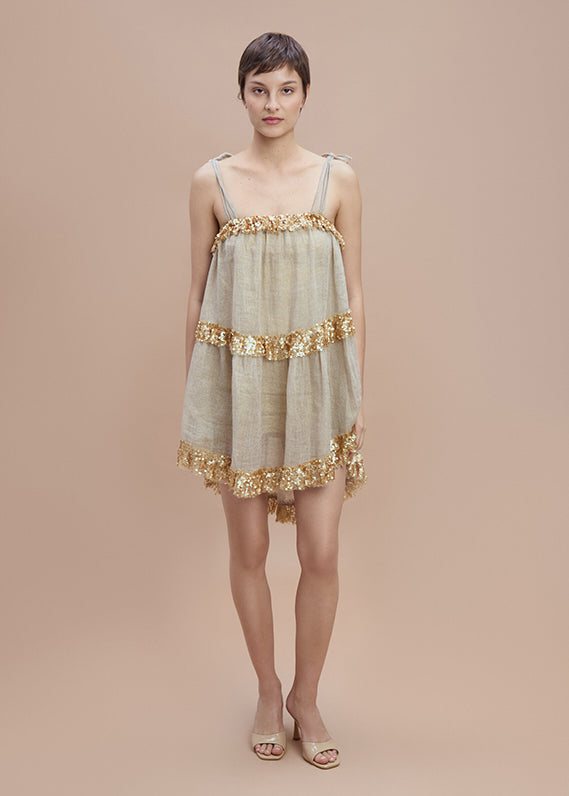 Woman OFF WHITE GOLD CALLIOPE BABYDOLL DRESS 101772 | Sana Osmani Woman OFF WHITE GOLD CALLIOPE BABYDOLL DRESS 101772 | Sana Osmani
