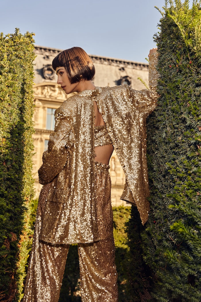 Woman ADELINE SEQUIN BLAZER AND PANTS SET Gold 2002499 | Sana Osmani